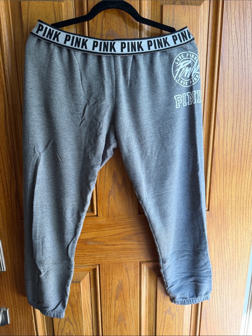 PINK Victoria's Secret Gray Logo Jogger Sweatpants